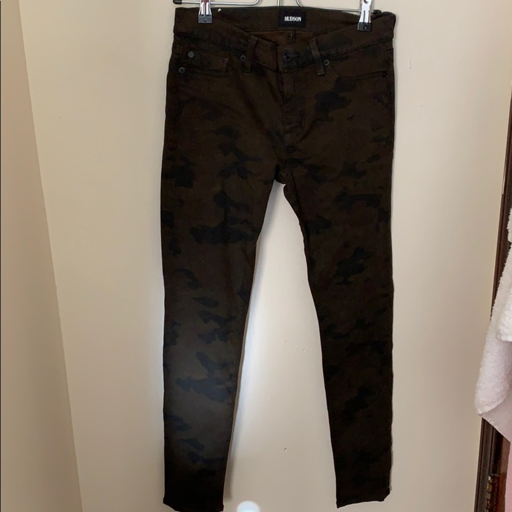 Army green Hudson skinny jeans